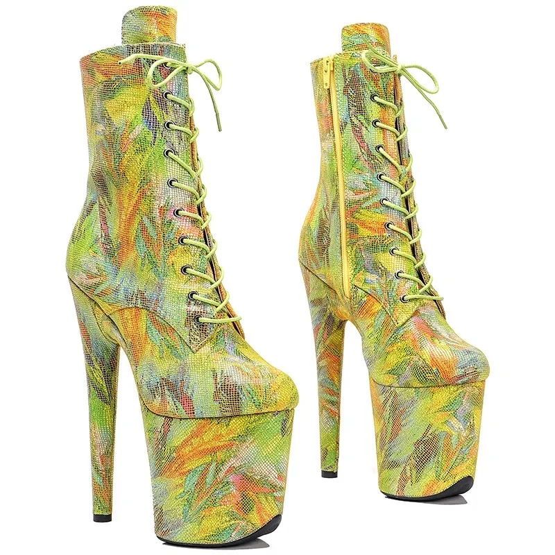 

LAIJIANJINXIA Новая мода Натуральная кожа 20 см/8 дюймов танцевальные туфли на высоком каблуке на платформе женские Современные Сапоги 176