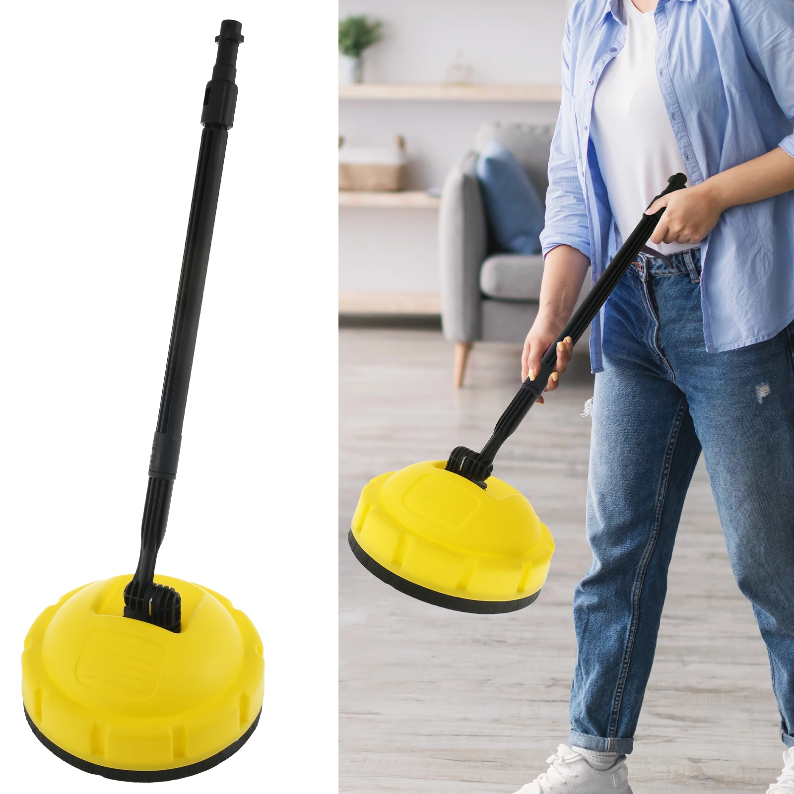 

Pressure Washer Brush with Handle Rotary Surface Cleaner 9.4×27.6 Inch High Pressure Surface Cleaner Practical Pressure Washer