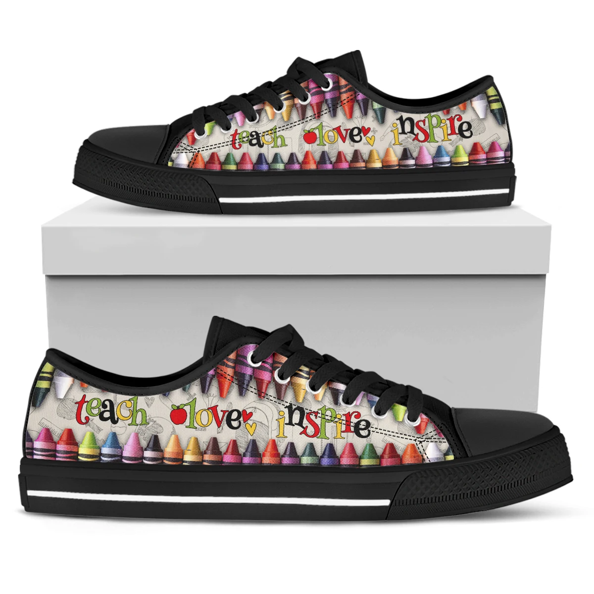 

ELVISWORDS Colorful Pastel Print Black Moccasin Flats Lightweight Lace Up Outdoor Sneakers Comfortable Low Top Women's Shoes