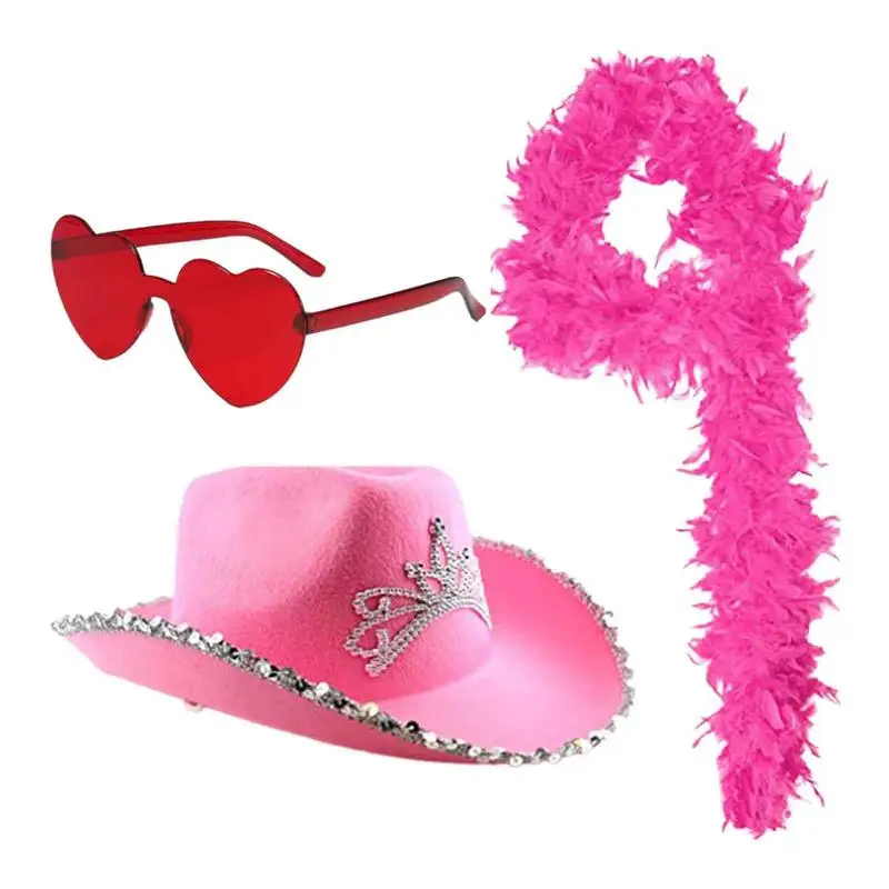 Розовая ковбойская шляпа, новинка, элегантная розовая шляпа Cowgirl и солнцезащитные очки в форме сердца, приятная для кожи одежда для вечеринки
Розовая ковбойская шляпа, новинка, элегантная розовая шляпа Cowgirl и солнцезащитные очки в форме сердца, приятная для кожи одежда для вечеринки