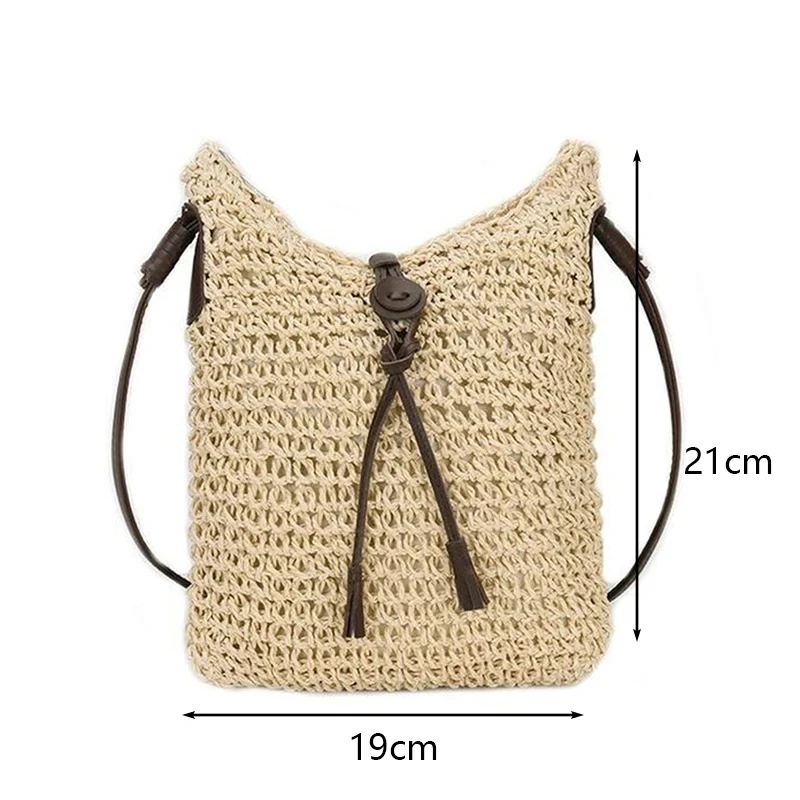 Travel Wicker Crossbody Tote - Hand Woven Bohemian Beach Shoulder Bag 21 S8990daa61fb541ee83dcfd587255bc70J