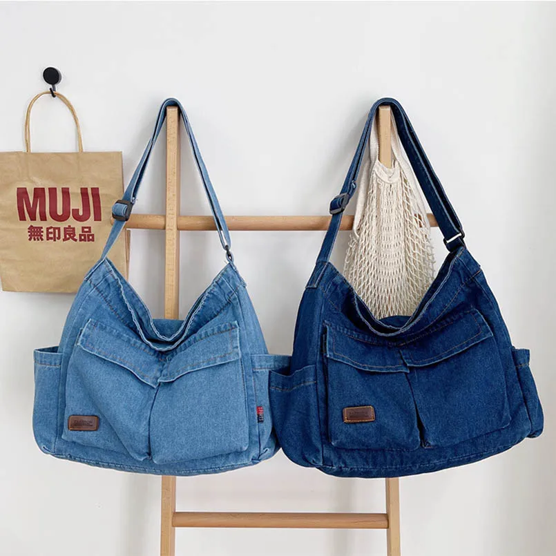 Denim Unisex Retro Large Capacity Multiple Pockets Blue Shoulder Messenger Crossbody Bags Men Jean Purse
Denim Unisex Retro Large Capacity Multiple Pockets Blue Shoulder Messenger Crossbody Bags Men Jean Purse