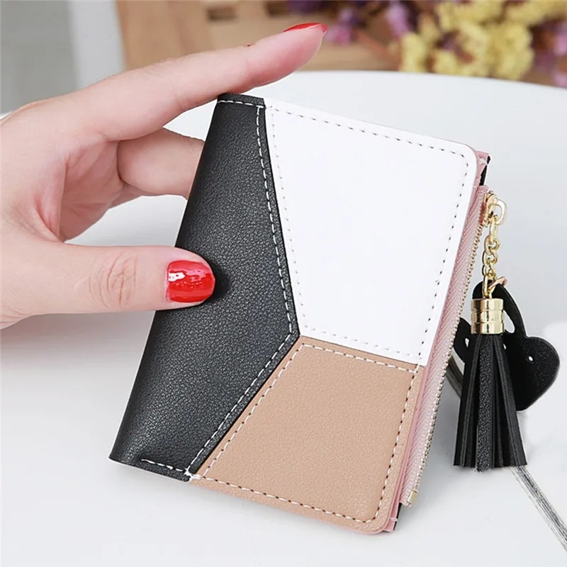 

Geometric Women Cute Pink Wallets Pocket Purse Card Holder Patchwork Wallet Lady Female Fashion Short Coin Burse Money Bag