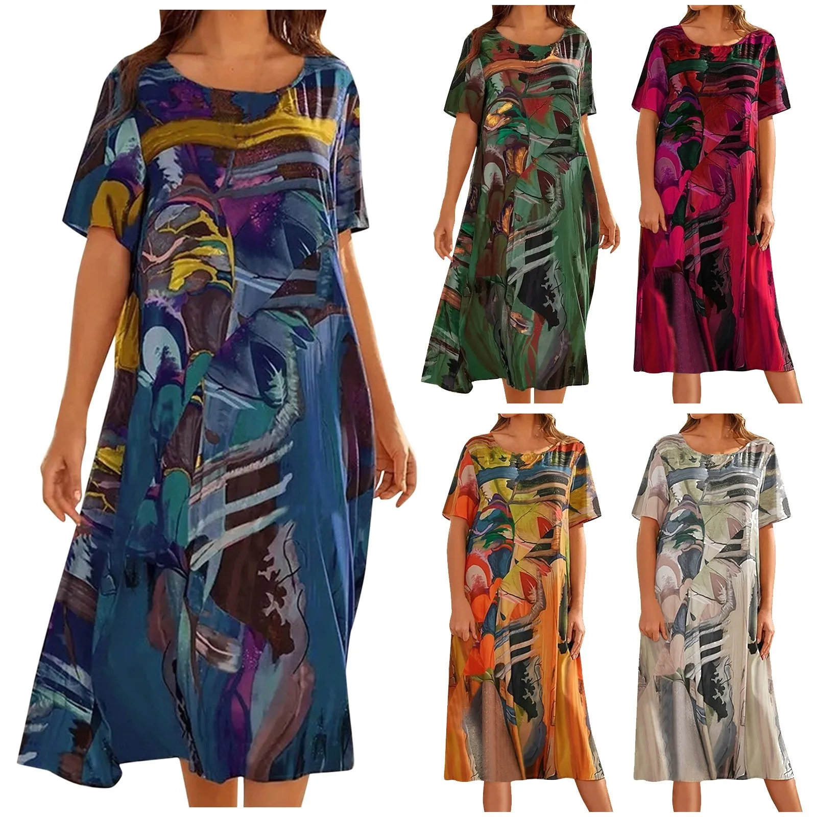 Clothing Female Fashionable Bohemian Comfortable Short Sleeve Loose Ladies Summer Vacation Outfit For Woman 2023 Vestidos
Clothing Female Fashionable Bohemian Comfortable Short Sleeve Loose Ladies Summer Vacation Outfit For Woman 2023 Vestidos