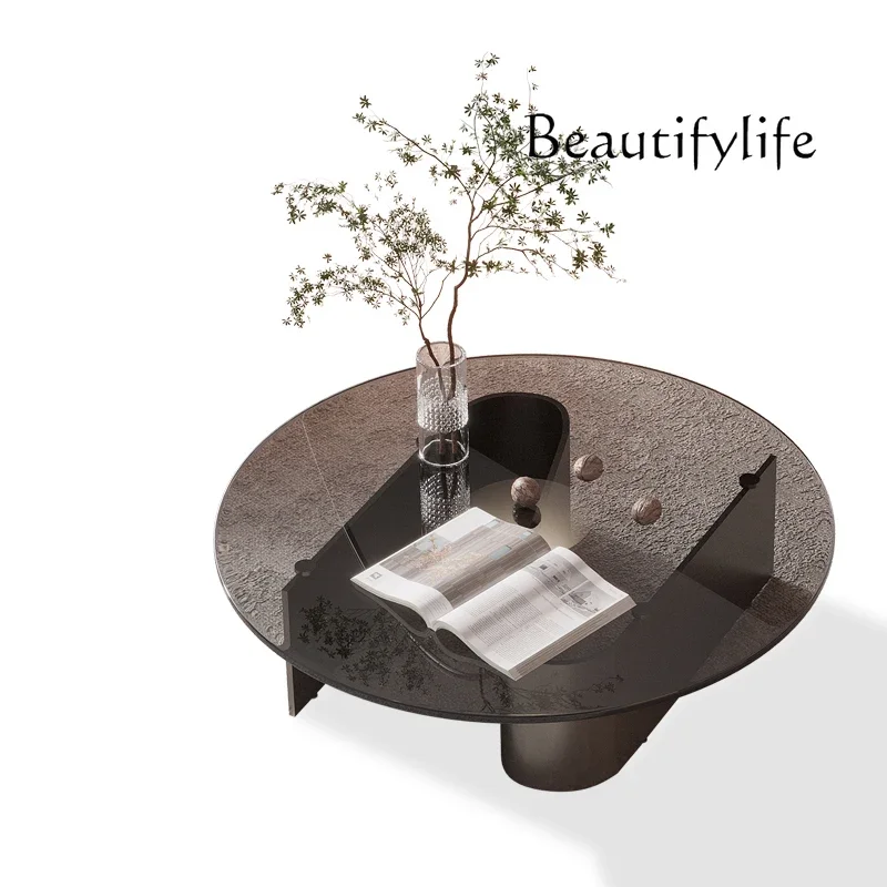 Italian Minimalist Coffee Table Combination Tempered Glass High-End Creative Small Apartment round Home Tea Table 
Italian Minimalist Coffee Table Combination Tempered Glass High-End Creative Small Apartment round Home Tea Table