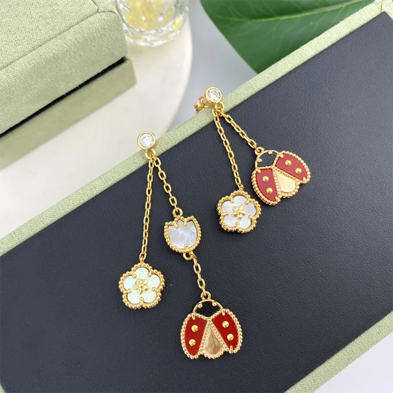 2023 Luxury Brand Famous Designer Jewelry Earrings High End Silver Gold Colorful Elegant Ladybug Droop Earrings for Women Gift
2023 Luxury Brand Famous Designer Jewelry Earrings High End Silver Gold Colorful Elegant Ladybug Droop Earrings for Women Gift