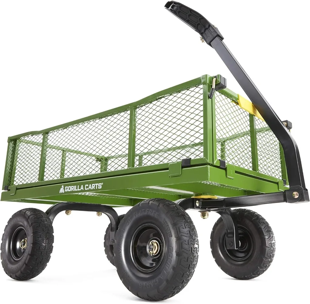 Gorilla Carts 4 Cu. Steel Utility Cart with No-Flat Tires, Green (Exclusive) Tow All Your Essentials Garden Cart's Tool Cart
Gorilla Carts 4 Cu. Steel Utility Cart with No-Flat Tires, Green (Exclusive) Tow All Your Essentials Garden Cart's Tool Cart