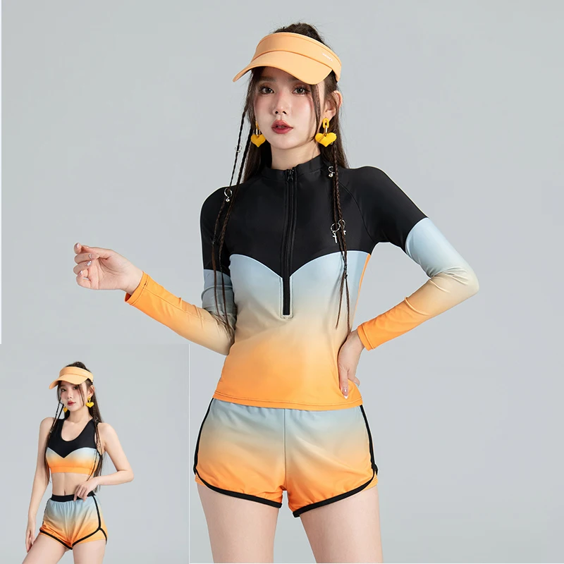 2023 New Sexy Rash Guards Women 3 PCS Long Sleeve Short Pant Swimsuit Bathing Suit Printed Sports Wear Zipper Style Summer Wear
2023 New Sexy Rash Guards Women 3 PCS Long Sleeve Short Pant Swimsuit Bathing Suit Printed Sports Wear Zipper Style Summer Wear