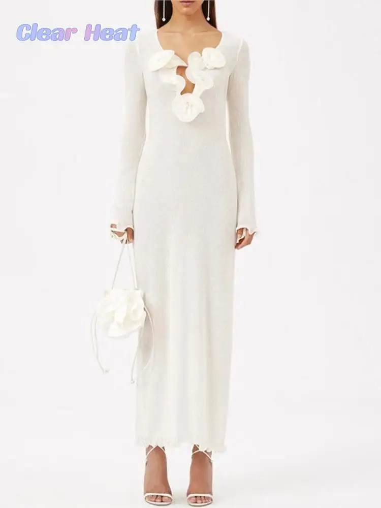 Women Sexy Solid Flower Decorated Split Dress V Neck Long Sleeve Slim Dresses 2023 Summer Female Night Party Club Vestidos
Women Sexy Solid Flower Decorated Split Dress V Neck Long Sleeve Slim Dresses 2023 Summer Female Night Party Club Vestidos