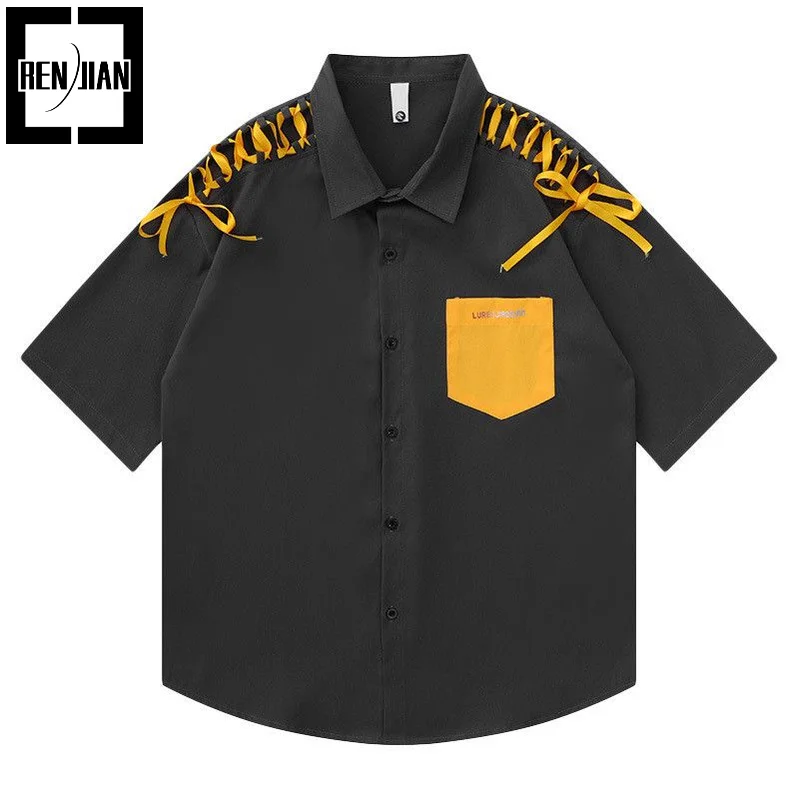 Men's Fashion Summer Short Sleeve Shirts With Drawstring Loose Fit Oversized Hip Hop Shirt Tops Patched Pocket
Men's Fashion Summer Short Sleeve Shirts With Drawstring Loose Fit Oversized Hip Hop Shirt Tops Patched Pocket