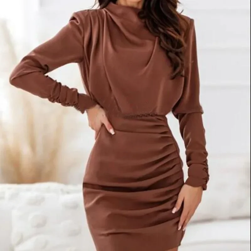 Half-High Collar Sheath Dress Solid Color Long Sleeves Trend Fashion Bodycon Dress Stretch Slim Women Clothing Hip Dress
Half-High Collar Sheath Dress Solid Color Long Sleeves Trend Fashion Bodycon Dress Stretch Slim Women Clothing Hip Dress
