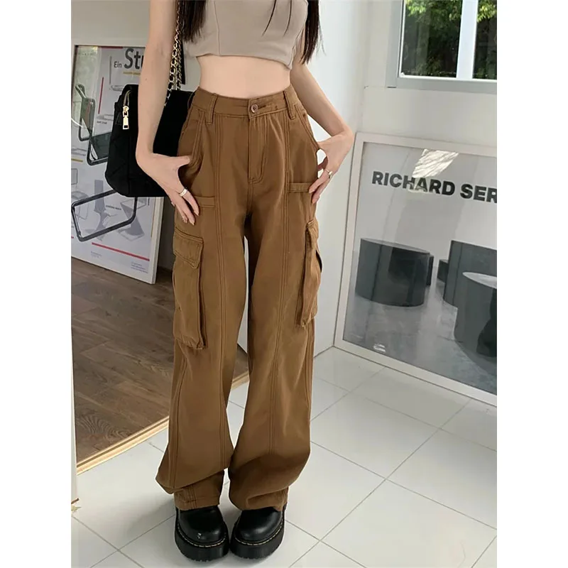Vintage Brown Cargo Pants Women Oversize Korean Fashion Harajuku Baggy Jeans 90S Retro Pockets Wide Leg Denim Trousers Female
Vintage Brown Cargo Pants Women Oversize Korean Fashion Harajuku Baggy Jeans 90S Retro Pockets Wide Leg Denim Trousers Female