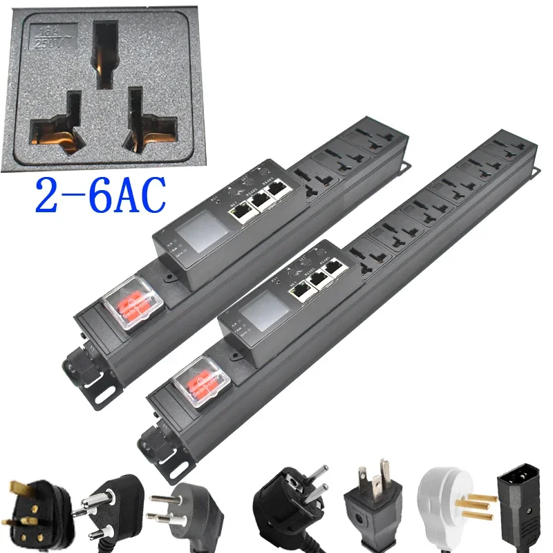 PDU power strip power distribution unit 2-6AC Intelligent current and voltage detection meter 2 m line Universal socket
PDU power strip power distribution unit 2-6AC Intelligent current and voltage detection meter 2 m line Universal socket