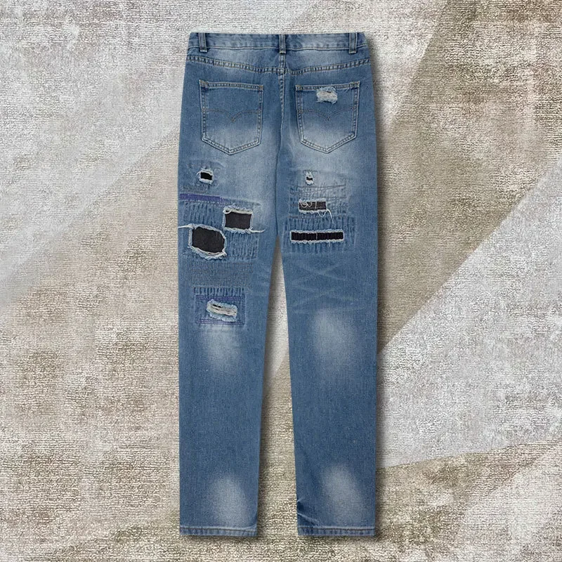 High Street Jeans Destroyed Ripped Jeans Retro Patchwork Punk Hip Hop Pants Streetwear Men Women Baggy Jeans For Men
High Street Jeans Destroyed Ripped Jeans Retro Patchwork Punk Hip Hop Pants Streetwear Men Women Baggy Jeans For Men