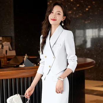 Traje Elegante de Inverno Midi Estilo Britânico para Mulheres 12 Purple Suit Jacket Women's Spring and Autumn High-Grade Temperament Goddess Style Short Suit Fashionable High-End Professional S