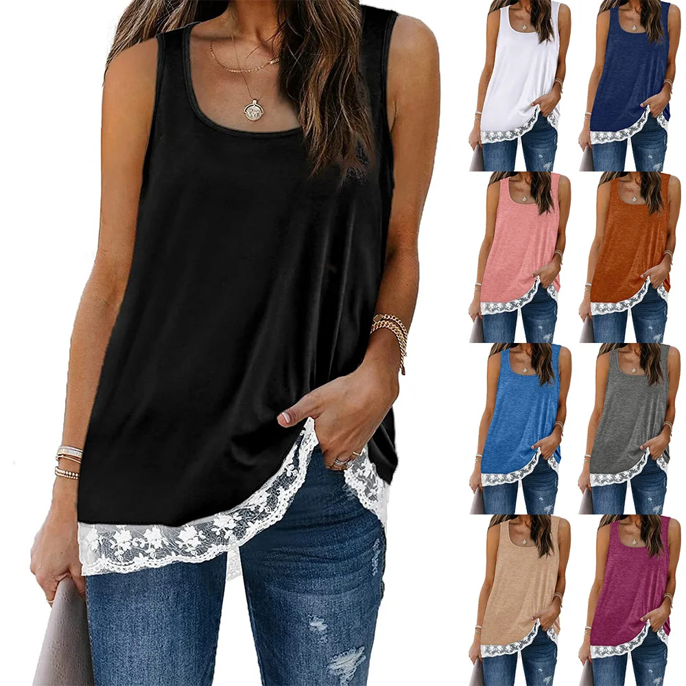 Women's Top New Solid Color Stitching Lace Square Women Vest Summer Casual Fashion Commuting All-match T-shirt Lady
Women's Top New Solid Color Stitching Lace Square Women Vest Summer Casual Fashion Commuting All-match T-shirt Lady