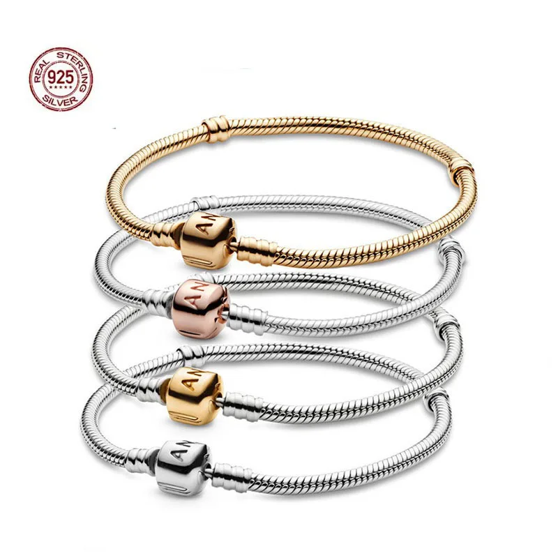 

Popular 925 sterling silver classic simple snake bone bracelet is fit original design high-end charm beadswomen's fashion gift