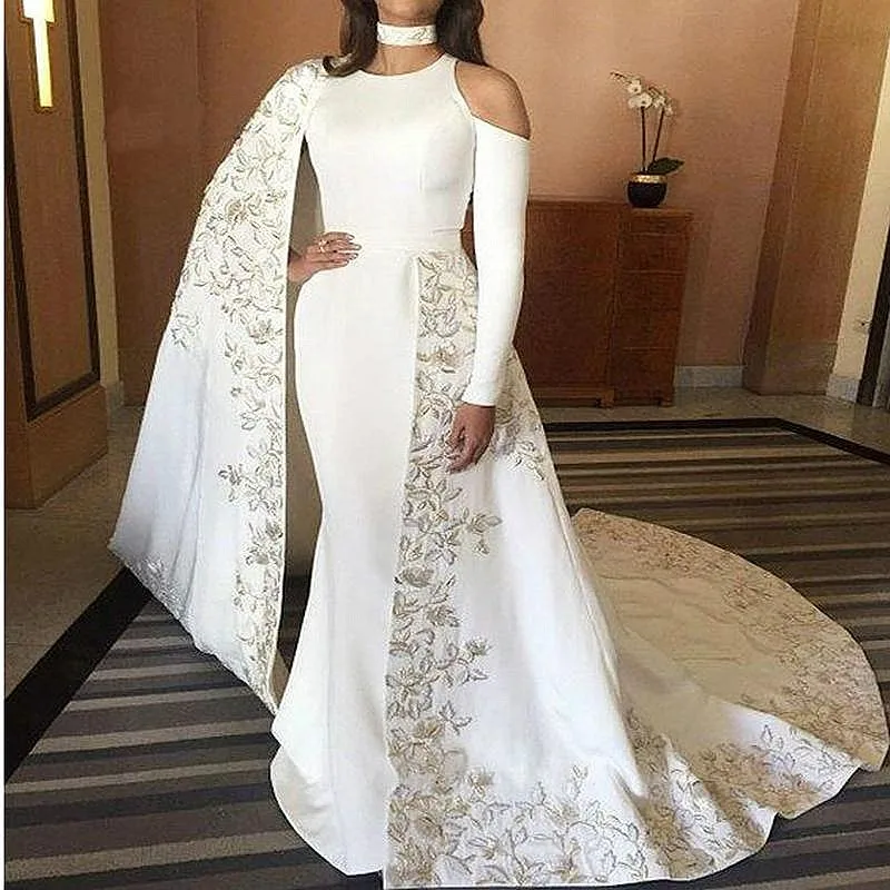 Arabic Mermaid Evening Dresses With Side Train Open Long Sleeves Prom Dress WIth Lace Appliques فساتين السه
Arabic Mermaid Evening Dresses With Side Train Open Long Sleeves Prom Dress WIth Lace Appliques فساتين السه