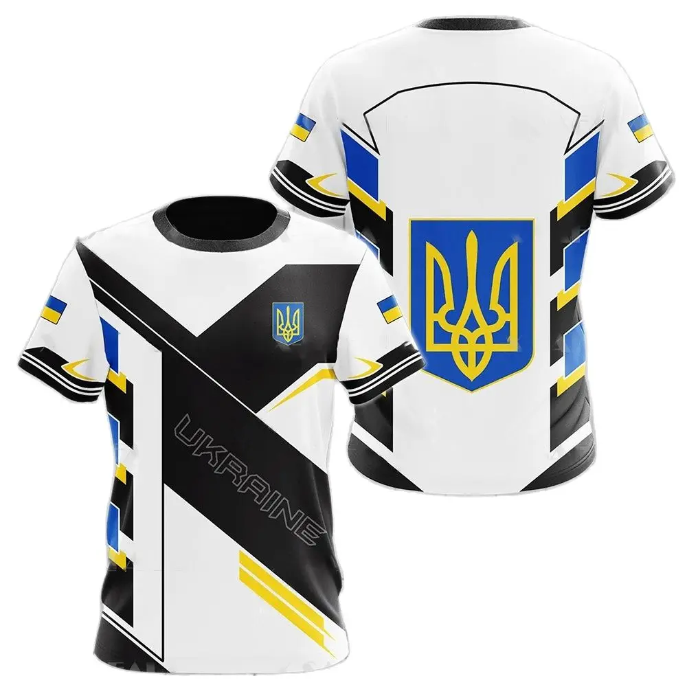 

Defend Ukraine Men's T-shirt Summer Short Sleeve Ukrainian National Emblem National Flag Print Fashion Round Neck Pullover Shirt