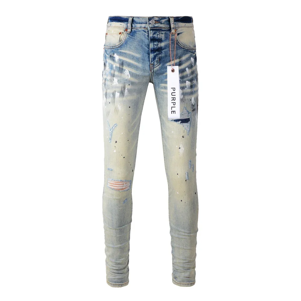 Purple Men's Streetwear Fashion Blue Denim Slim Paint Graffiti Pattern Damaged Hole Stretch Ripped Brand Jeans
Purple Men's Streetwear Fashion Blue Denim Slim Paint Graffiti Pattern Damaged Hole Stretch Ripped Brand Jeans