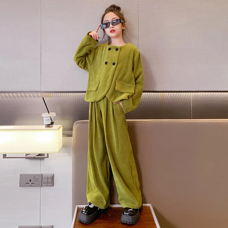 Spring Fashion Children's Clothing Crewneck Double-breasted Jacket + Pant 2pcs Teen Girl Clothes Korean Streetwear Top Set 4-14Y
Spring Fashion Children's Clothing Crewneck Double-breasted Jacket + Pant 2pcs Teen Girl Clothes Korean Streetwear Top Set 4-14Y