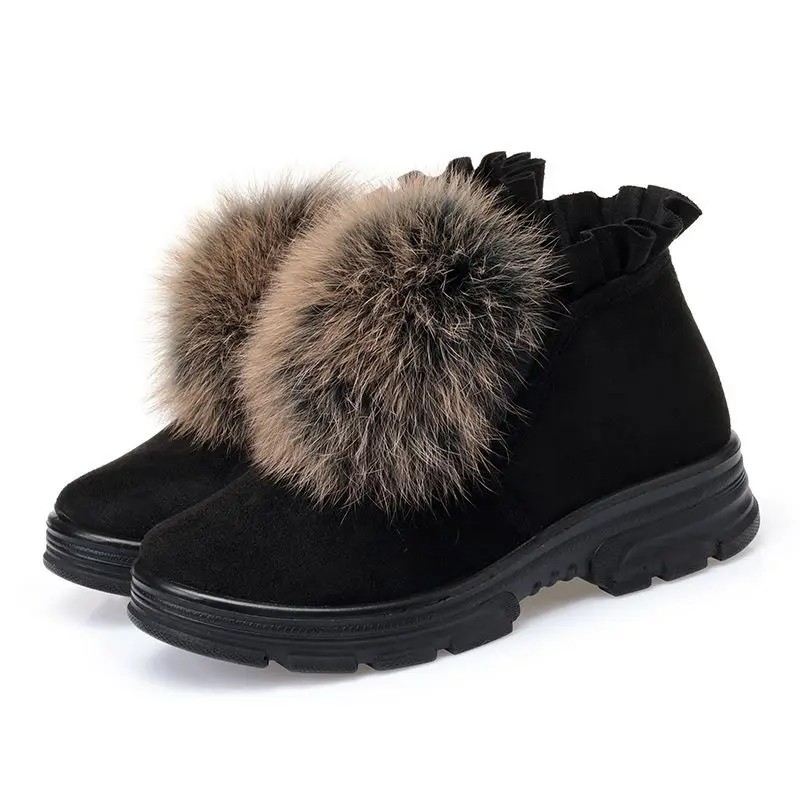 

Новинка 2024, женские зимние ботинки из натуральной кожи, зимние ботинки с натуральным мехом, короткие ботильоны, женская обувь на плоской подошве с мехом ZJ304