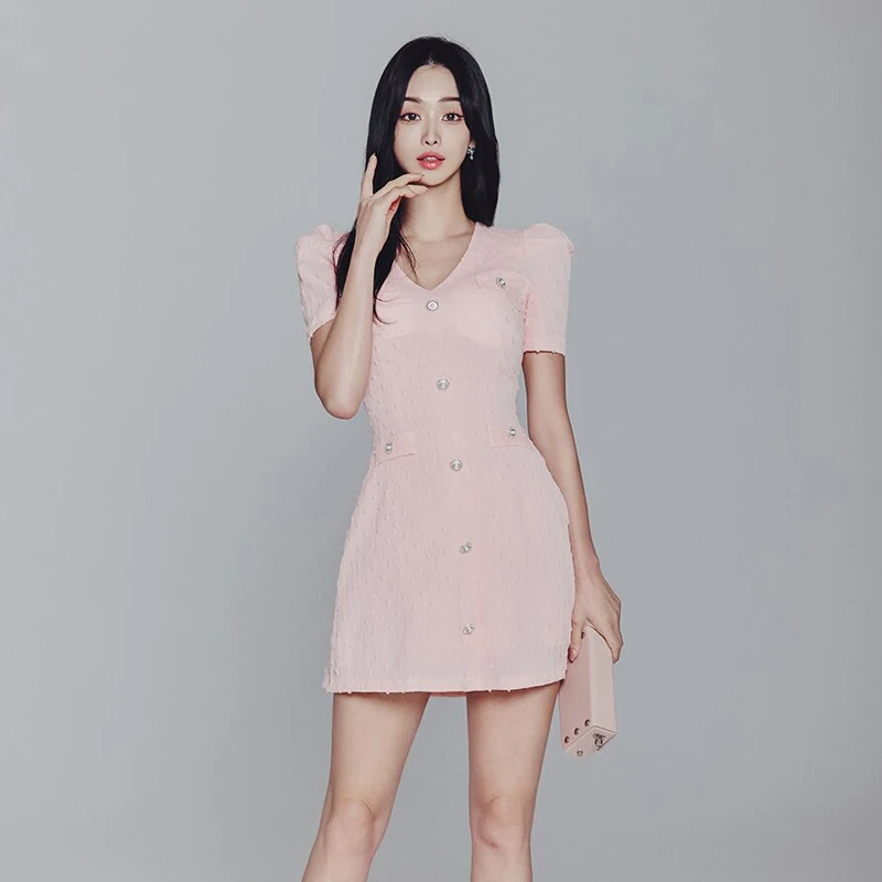 Harajpoo New Korean Style Socialite Temperament Slim Fit Sexy Bubble Sleeved V-neck Short Sleeved Single Breasted A-line Dresses
Harajpoo New Korean Style Socialite Temperament Slim Fit Sexy Bubble Sleeved V-neck Short Sleeved Single Breasted A-line Dresses