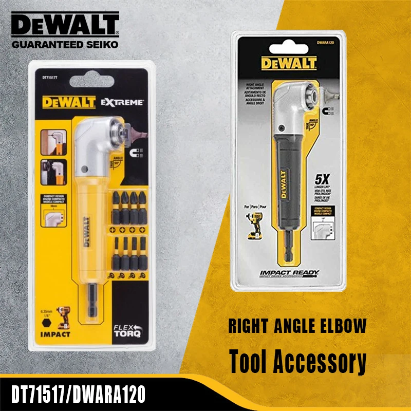 

Dewalt Right Angle Elbow Shank 1/4" Hex with Connecting Rod Working for Narrow or Special Spaces