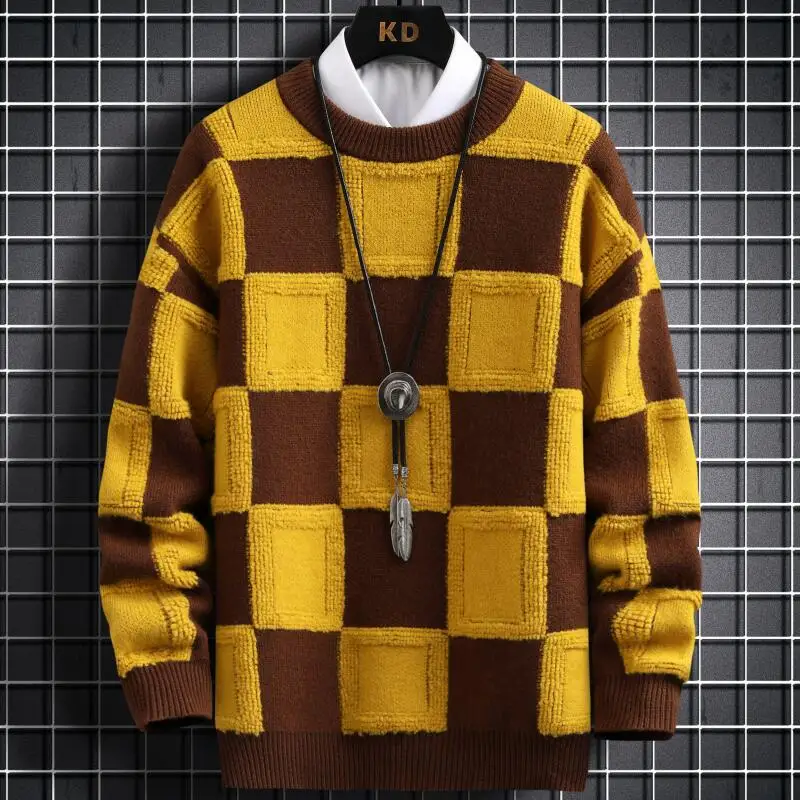 Mens Homme Pull Sweaters 2022 Korean Winter High Fall Luxury New Plaid Thick Pullovers Cashmere Sweater Men Style Quality Warm
Mens Homme Pull Sweaters 2022 Korean Winter High Fall Luxury New Plaid Thick Pullovers Cashmere Sweater Men Style Quality Warm