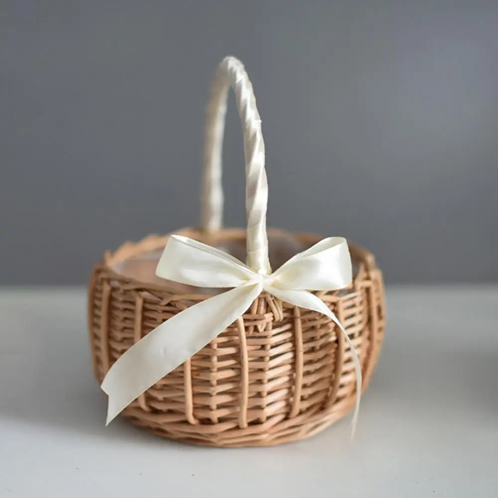 

Dropshipping!! Woven Baskets Eco-friendly Multi-functional Wicker Handle Woven Wicker Basket for Wedding Party