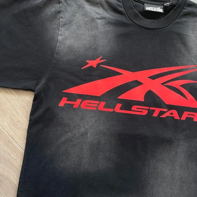 

Черные футболки 24ss с принтом логотипа HELLSTAR STUDIOS для мужчин и женщин, 1:1, высококачественные повседневные футболки большого размера