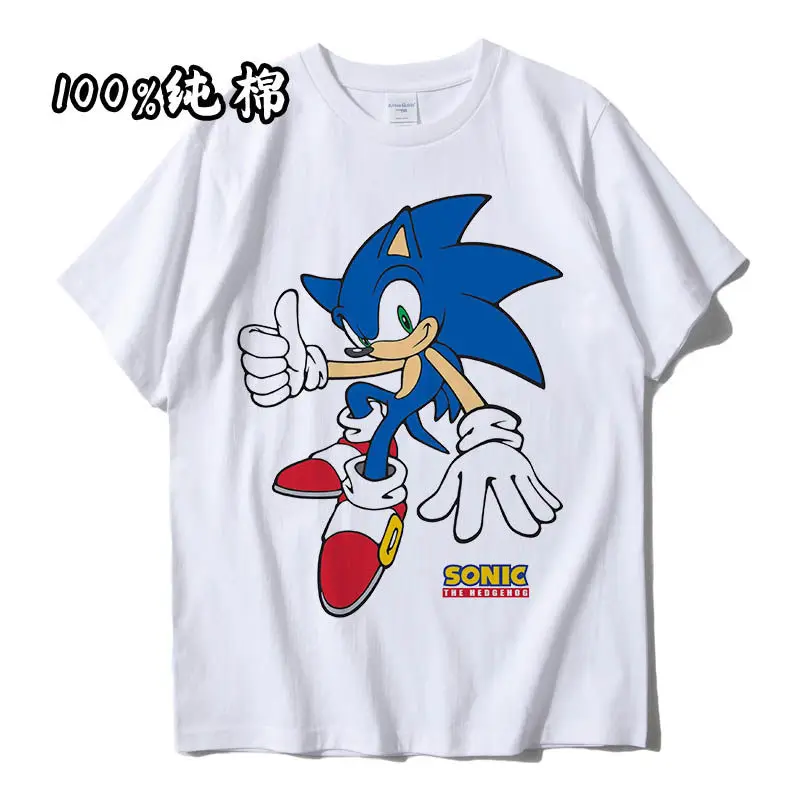 تي شيرت صيفي للأطفال مصنوع من القطن بنسبة 100% بتصميم كارتوني مطبوع عليه صورة سونيك للأولاد والبنات تي شيرت كاجوال فضفاض بأكمام قصيرة تي شيرت صيفي للأطفال مصنوع من القطن بنسبة 100% بتصميم كارتوني مطبوع عليه صورة سونيك للأولاد والبنات تي شيرت كاجوال فضفاض بأكمام قصيرة