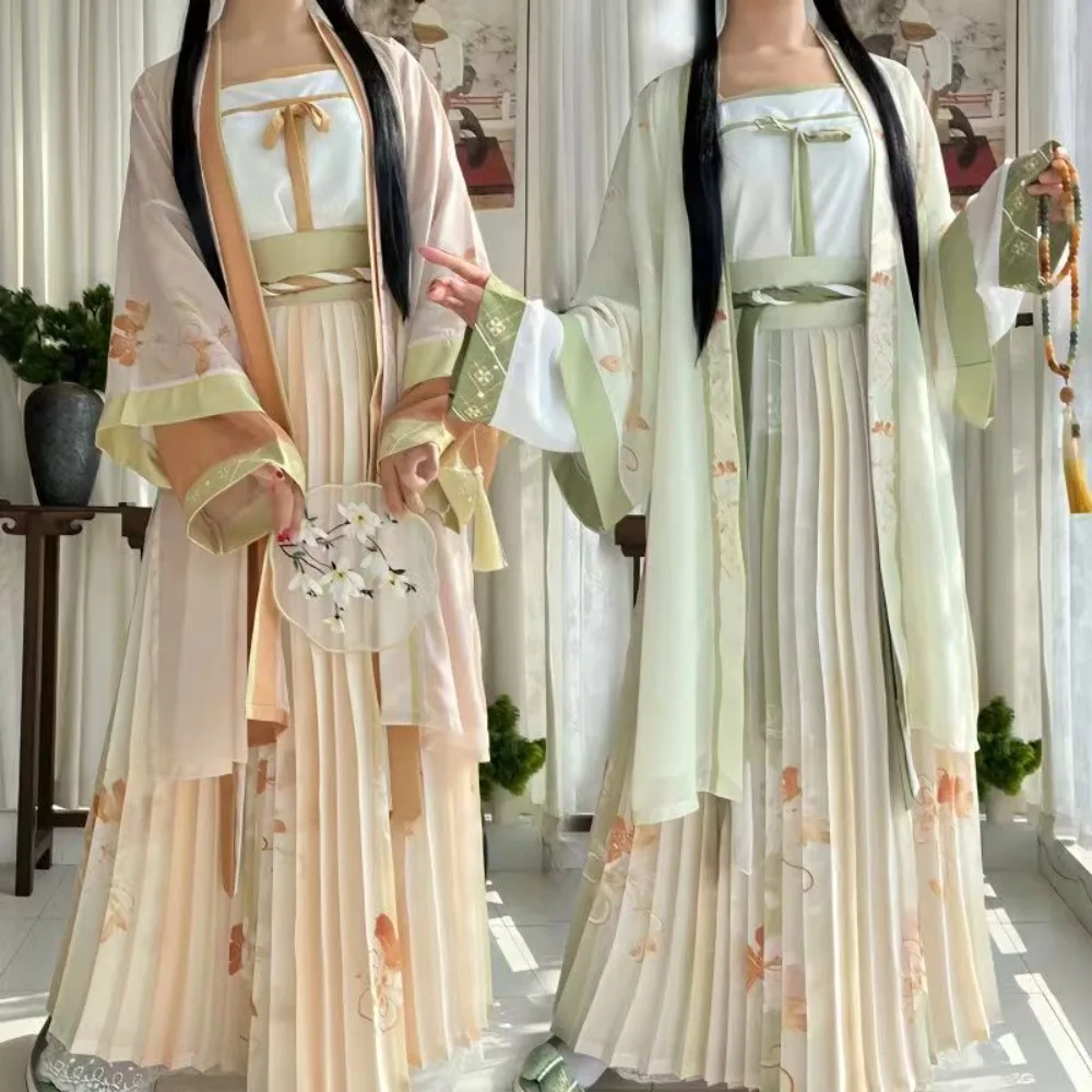 

Woman Chinese Traditional Hanfu Tang Suit Female Chinese Women Retro Dress Costumes Oriental Ancient Song Dynasty Hanfu 3pc