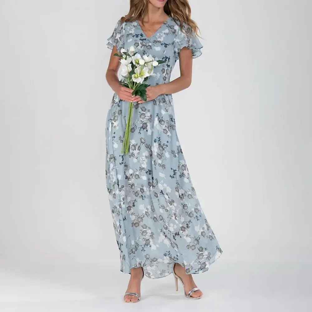 Chiffon Dress Comfy Maxi Dress Ankle Length Versatile Sweet Floral Print Chiffon Dress Ruffle Short Sleeve Casual Beach Dress
Chiffon Dress Comfy Maxi Dress Ankle Length Versatile Sweet Floral Print Chiffon Dress Ruffle Short Sleeve Casual Beach Dress