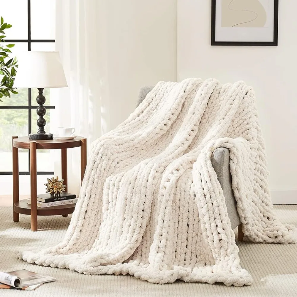 L'AGRATY Chunky Knit Blanket Throw,Soft Chenille Yarn Throw 50x60,Handmade Thick Cable Knit Crochet Blanket
L'AGRATY Chunky Knit Blanket Throw,Soft Chenille Yarn Throw 50x60,Handmade Thick Cable Knit Crochet Blanket