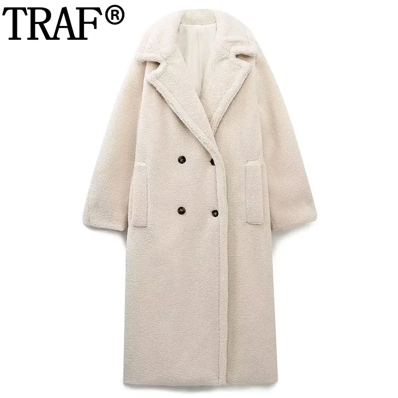 TRAF 2023 Parkas Fleece Woman Long Coat Vintage Double-Breasted Winter Coat For Women Very Warm Long Sleeve Oversized Teddy Coat
TRAF 2023 Parkas Fleece Woman Long Coat Vintage Double-Breasted Winter Coat For Women Very Warm Long Sleeve Oversized Teddy Coat