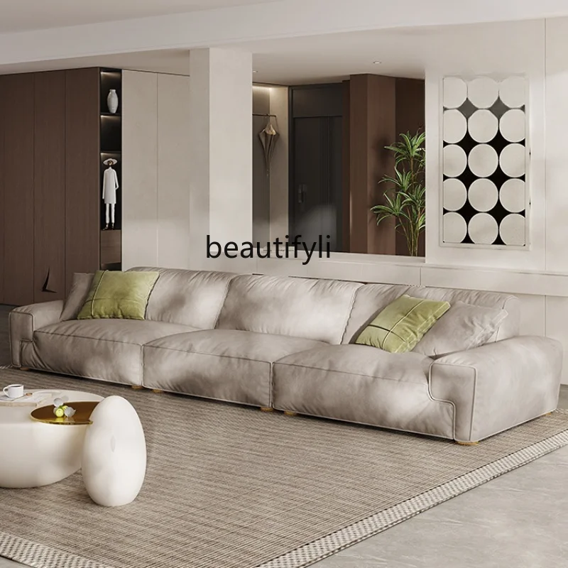 

Italian Minimalist Fabric Sofa Living Room Modern Simple and Light Luxury Designer Straight Row Sofa Three Or Four Seats