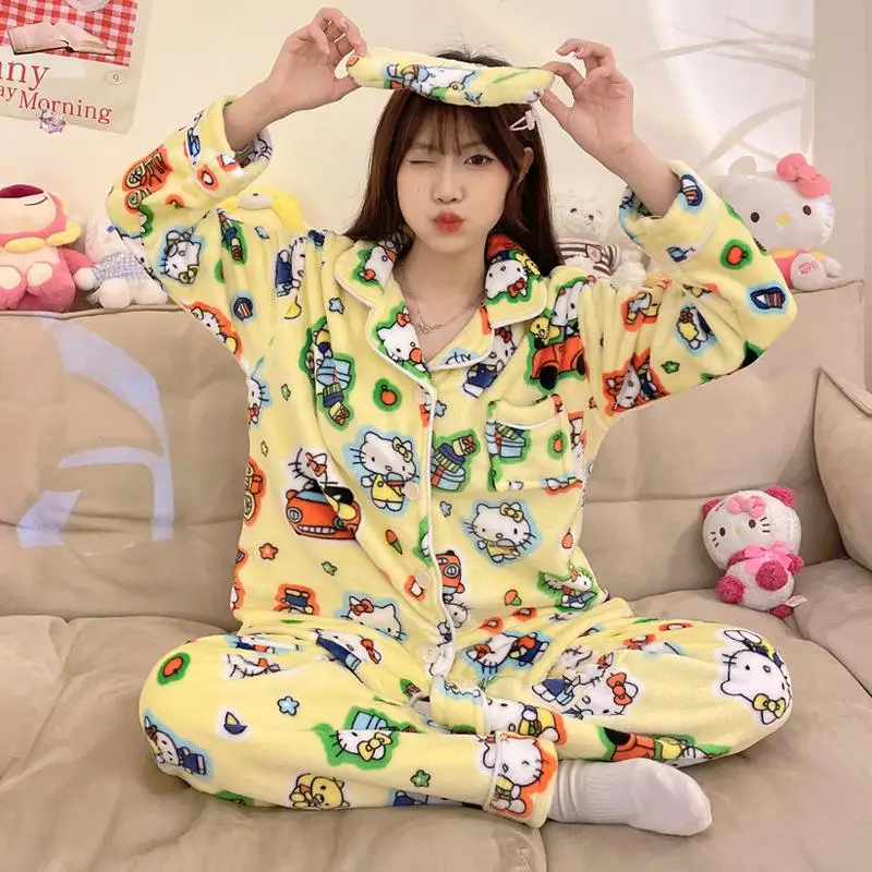 Kawaii Sanrio Pajama Lovely Hello Kitty Coral Velvet Nightgown Autumn and Winter Warm Coral Velvet Eye Mask Two Piece Home Set
Kawaii Sanrio Pajama Lovely Hello Kitty Coral Velvet Nightgown Autumn and Winter Warm Coral Velvet Eye Mask Two Piece Home Set