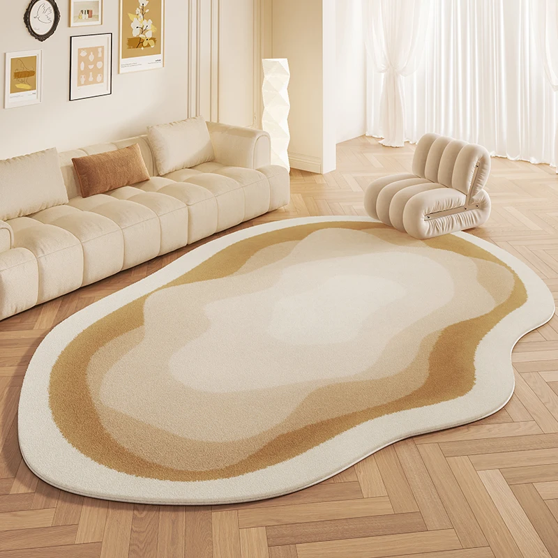 

French Cream Style Special Shaped Carpet Living Room Irregular Soft Thickened Carpets High End Stain Resistant Sofa Non Slip Rug