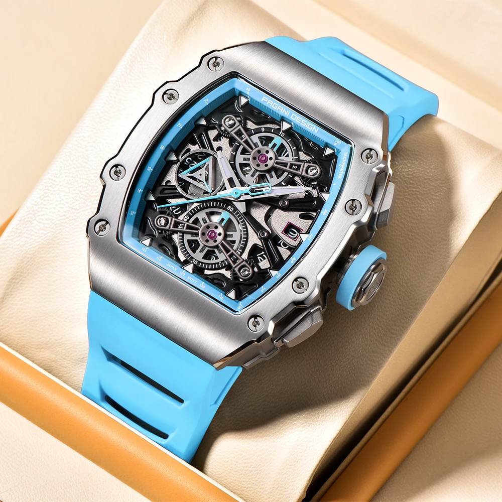 

Pagani Design 2023 New Men's Quartz Watches Skeleton Dial 100M Waterproof Sport Rectangle Sapphire glass Watch for Men