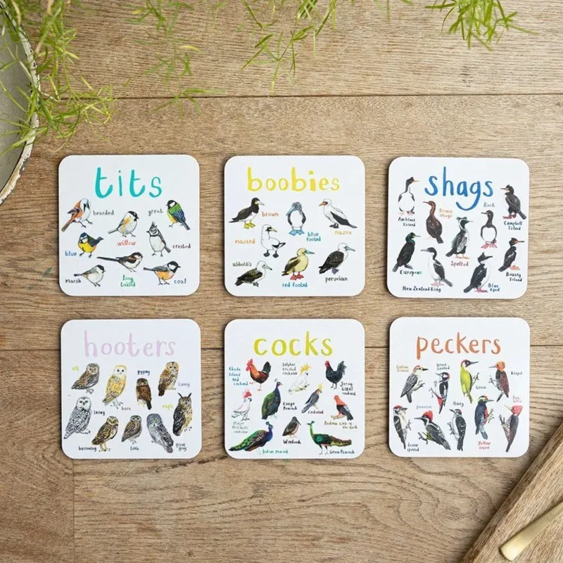 Set of 6 Bird Pun Coasters Funny Coasters for Drinks Home Kitchen Bar Decoration Bird Pattern Coasters for Drinks Cups Placemats
Set of 6 Bird Pun Coasters Funny Coasters for Drinks Home Kitchen Bar Decoration Bird Pattern Coasters for Drinks Cups Placemats