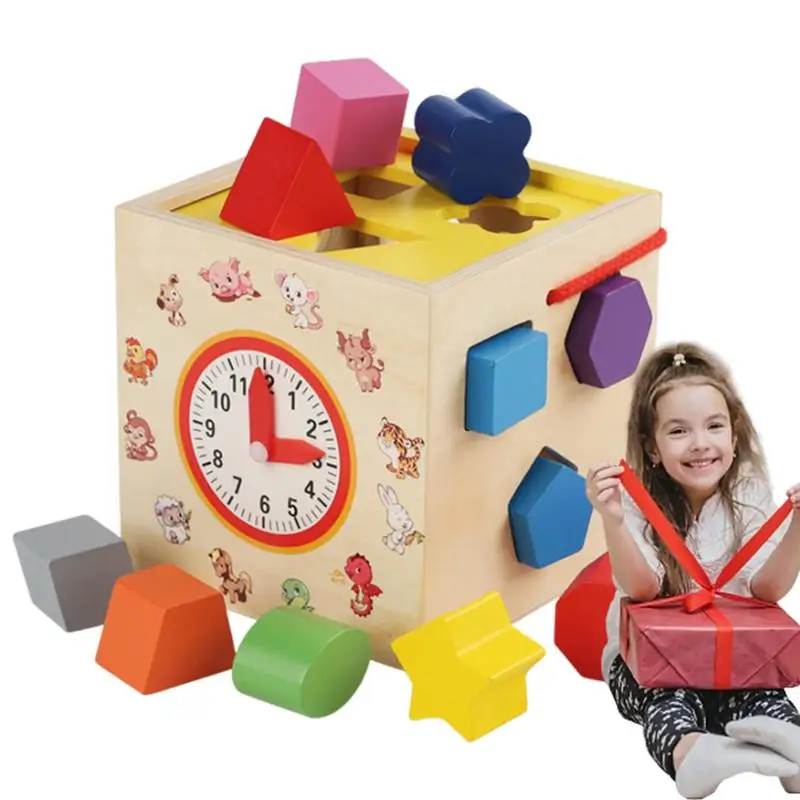 

Shape Sorter Toy Shape Sorting Cube Wooden Shapes Sorting & Matching Toys Montessori Preschool Learning Fine Motor Skills Game