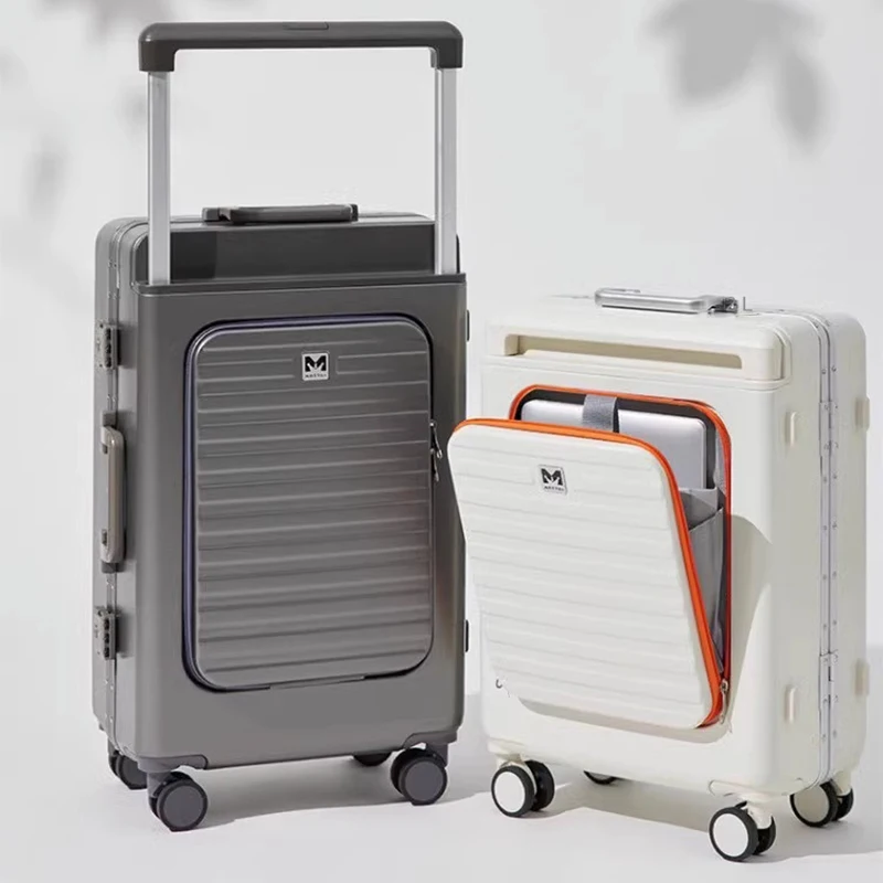 

Wide Trolley Suitcase Men's Business Zipper Aluminum Frame Rear Opening 20 Inch Carry-On Luggage Women's TSA Combination Lock