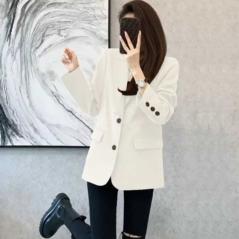 Women Blazer Casual Jacket Multi-Color Pocket All-Match Long Sleeved OL Autumn Winter Elegant Office Lady Coat Loose Solid Thin Women Blazer Casual Jacket Multi-Color Pocket All-Match Long Sleeved OL Autumn Winter Elegant Office Lady Coat Loose Solid Thin