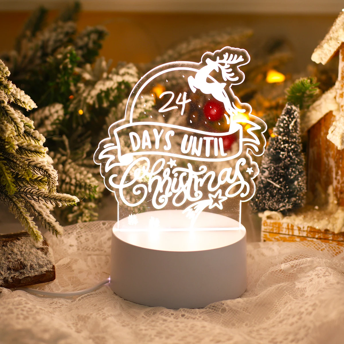

Christmas Tree Elk Acrylic Light Ornament 2023 Xmas Gifts Merry Christmas Decoration For Home Navidad Cristmas Lamp New Year