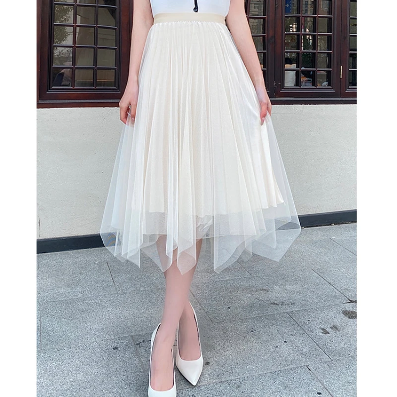 Women Fashion Asymmetrical High Waist Ruffles Mesh Tutu Tulle Long Midi Skirt Black White Coffee 
Women Fashion Asymmetrical High Waist Ruffles Mesh Tutu Tulle Long Midi Skirt Black White Coffee