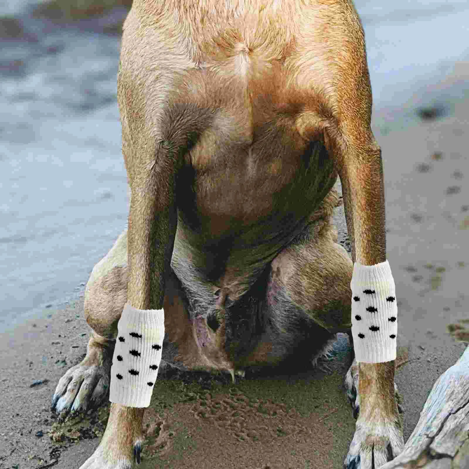 

4pcs Dog Leg Warmers Dog Legs Socks Knitted Leg Warmer Wraps Pet Dog Leg Sleeves (M)