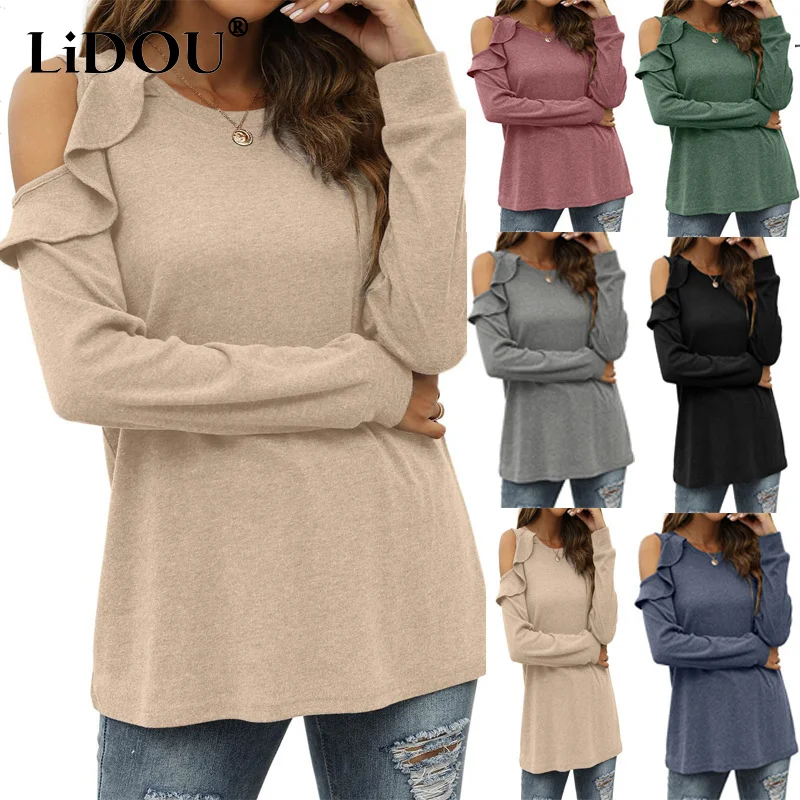 Tops Women 2023 New Spring Summer Long Sleeve Round Neck Pullover Loose Solid Color Off Shoulder Office Lady Korean Style Tee
Tops Women 2023 New Spring Summer Long Sleeve Round Neck Pullover Loose Solid Color Off Shoulder Office Lady Korean Style Tee