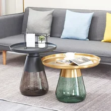 

GY Nordic Glass Tea Table Set round Minimalist Creative Glass Tea Table Living Room Small Table Tea Table Combination