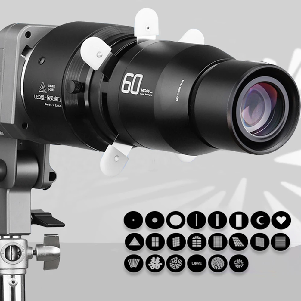 MIAOTU MG06 MAX Bowens Mount Focalize Conical Snoots Photo Optical Condenser with Art Special Effects Shaped Beam Kit for Flash
MIAOTU MG06 MAX Bowens Mount Focalize Conical Snoots Photo Optical Condenser with Art Special Effects Shaped Beam Kit for Flash